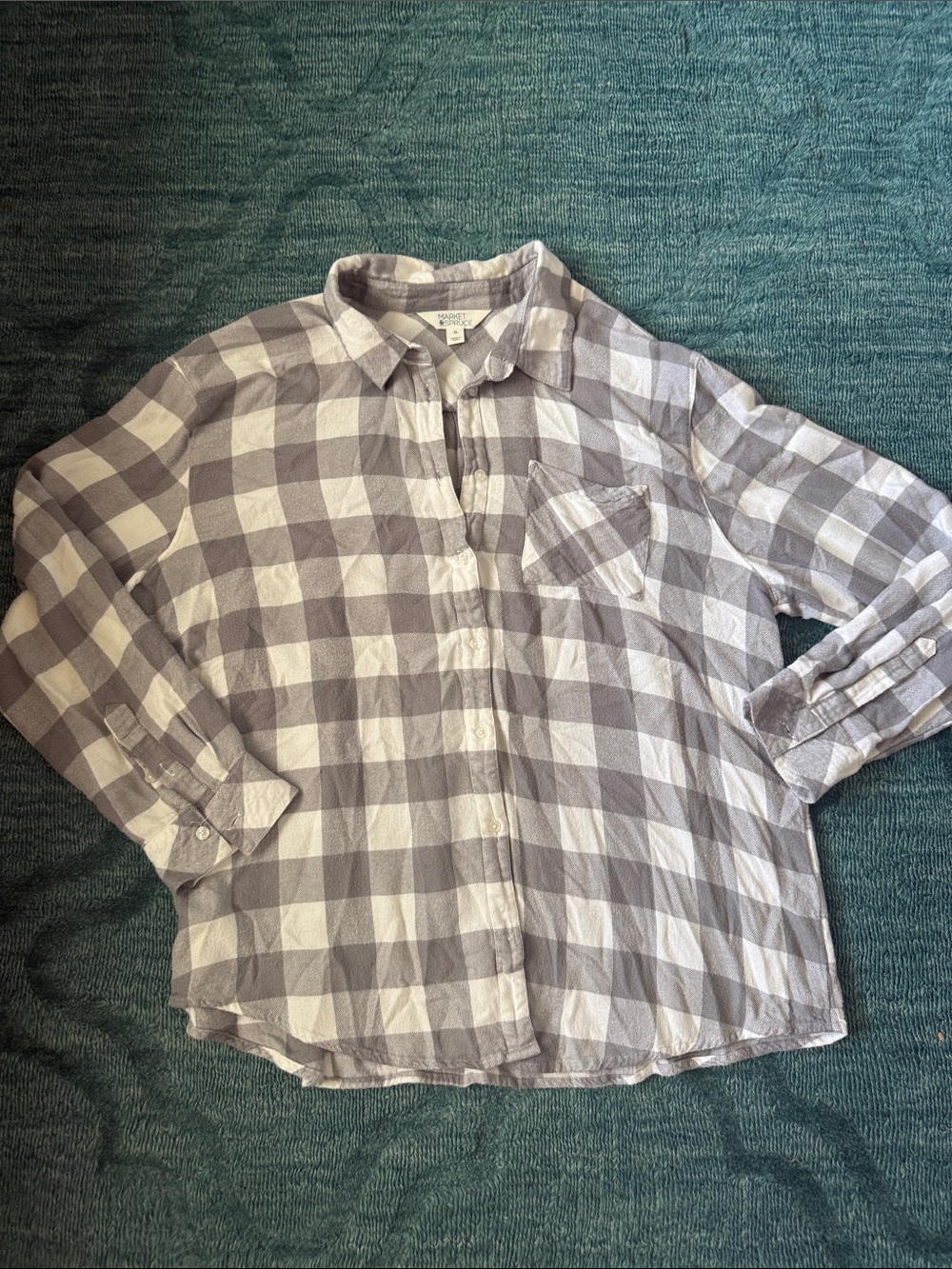 Madewell Men's White & Gray Buffalo Plaid Button-Down Shirt